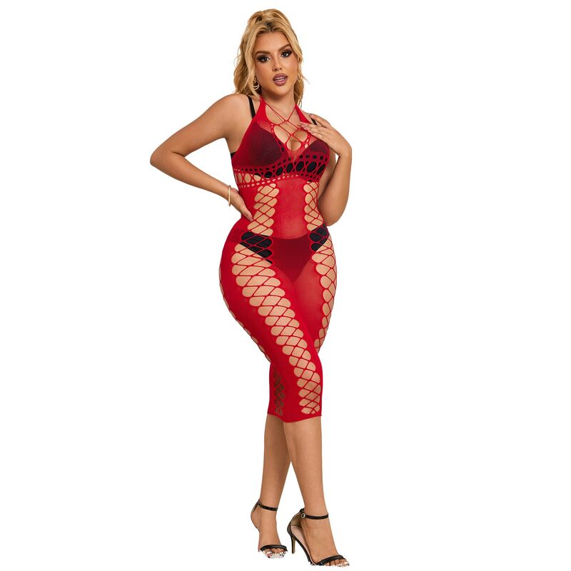 SUBBLIME - 952327 VESTIDO DE REJILLA LARGO ROJO TALLA ÚNICA - Imagen 8