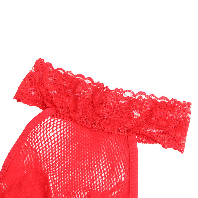 SUBBLIME - 952372 BODYSTOCKING SEM FUNDO DE REDE E RENDA COM GOLA ALTA VERMELHO TAMANHO ÚNICO - Image 5