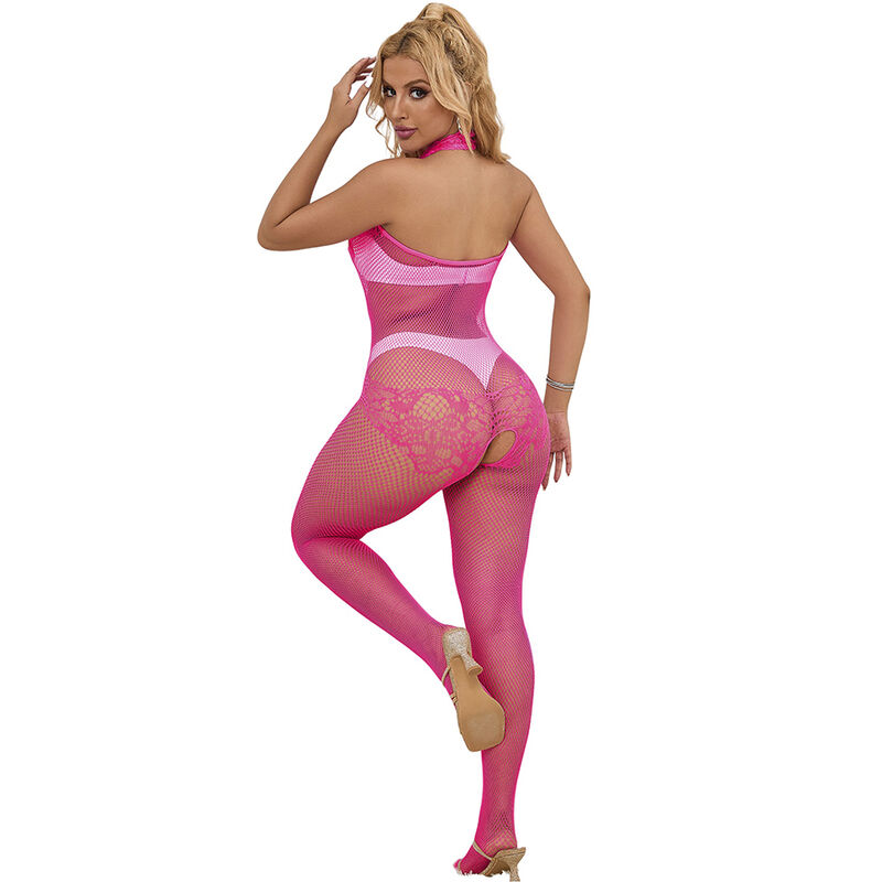 SUBBLIME - 952389 BODYSTOCKING RÉSILLE ET DENTELLE SANS FOURRURE AVEC COL MONTANT ROSE TAILLE UNIQUE – Image 8