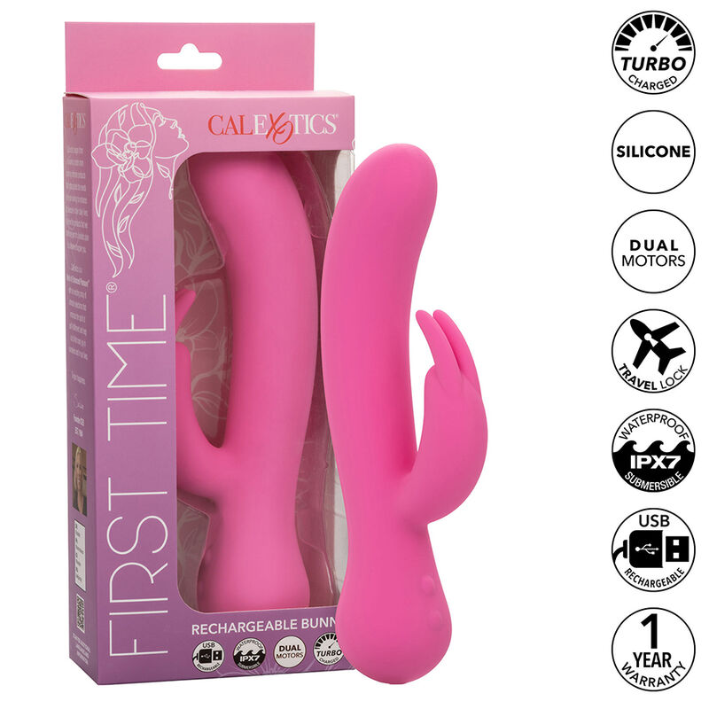 CALEXOTICS - FIRST TIME VIBRATEUR LAPIN RECHARGEABLE ROSE – Image 2