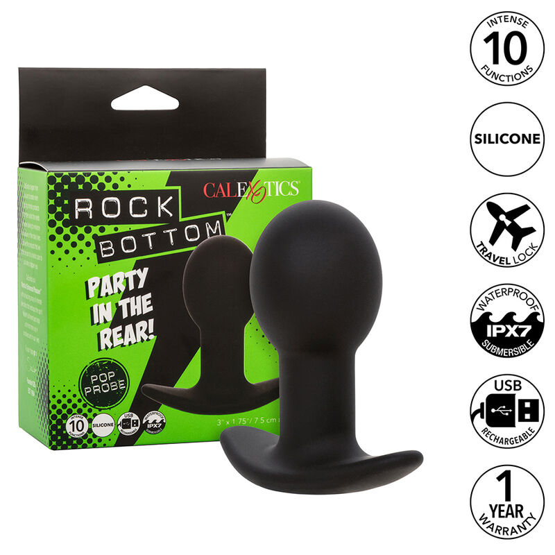 CALEXOTICS - ROCK BOTTOM PLUG ANAL 10 VIBRAÇÕES SILICONE PRETO - Image 2