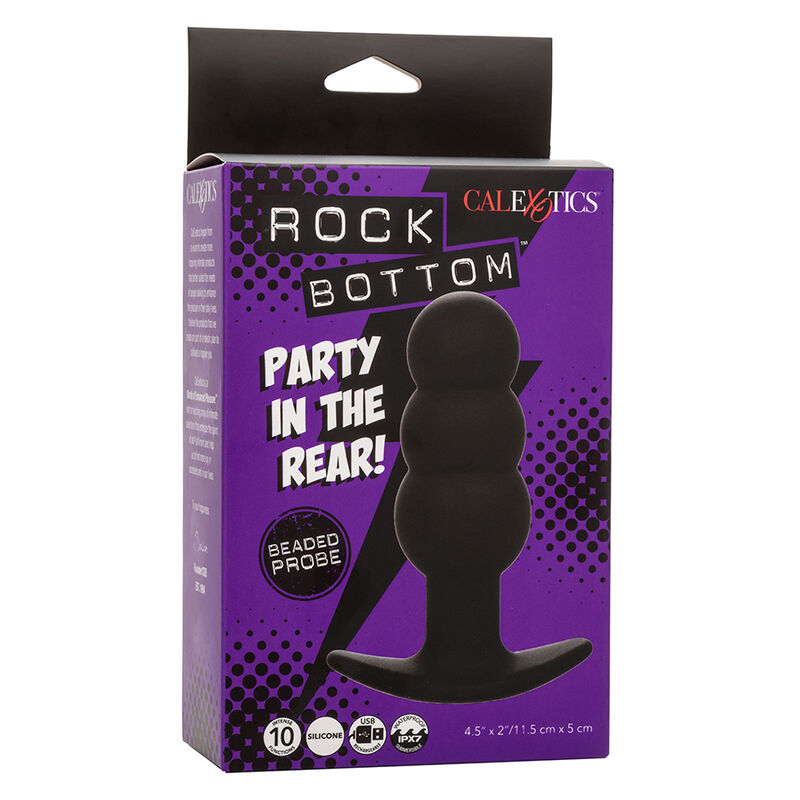CALEXOTICS - ROCK BOTTOM PLUG ANAL CON CUENTAS 10 VIBRACIONES SILICONA NEGRO - Imagen 5