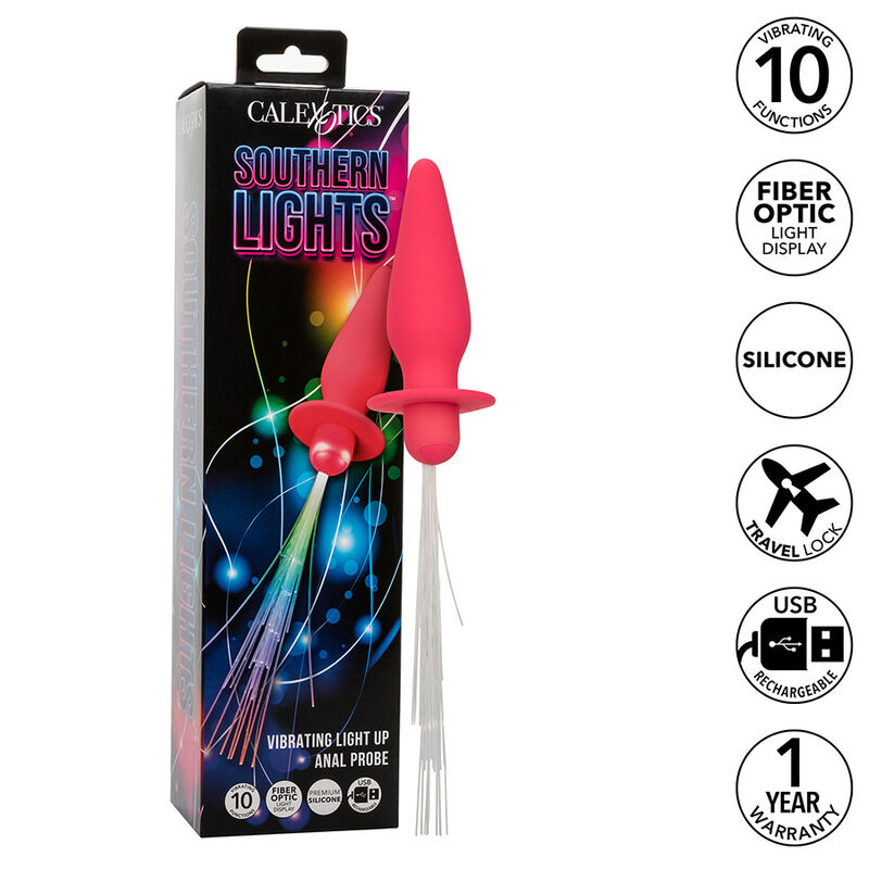 CALEXOTICS - SOUTHERN LIGHTS LIGHT UP ANAL PLUG 10 VIBRAÇÕES SILICONE ROSA - Image 8