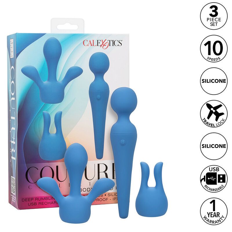 CALEXOTICS - COUTURE KIT VIBRADOR WAND 10 VIBRACIONES AZUL - Imagen 11