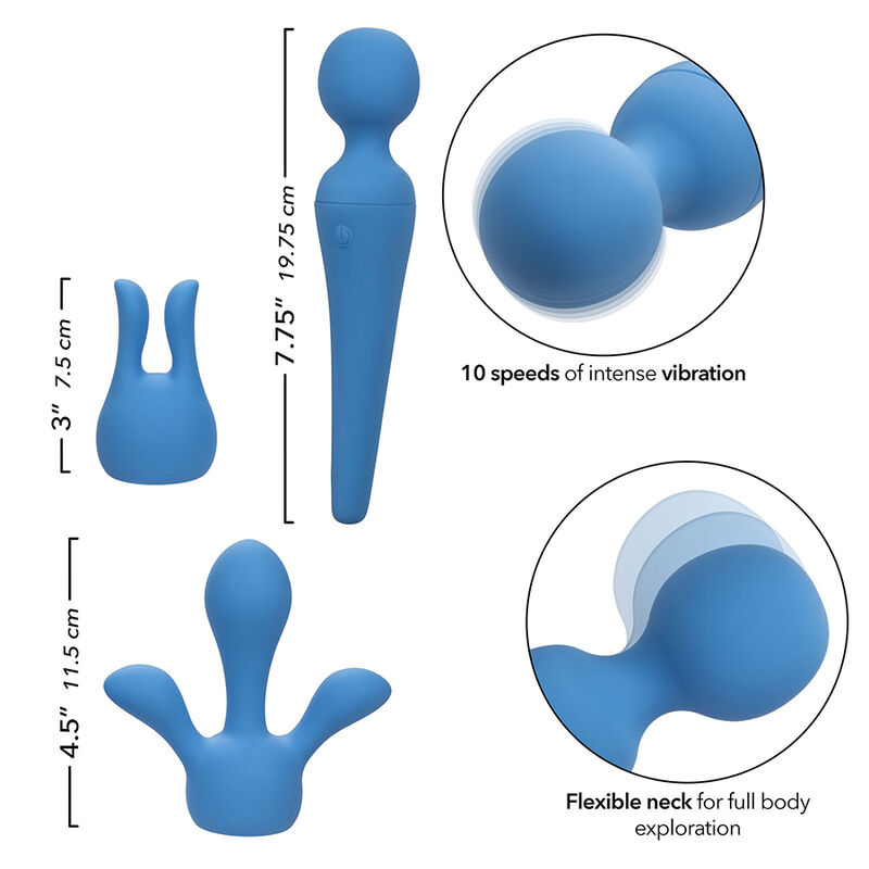 CALEXOTICS - COUTURE KIT VIBRADOR WAND 10 VIBRACIONES AZUL - Imagen 6
