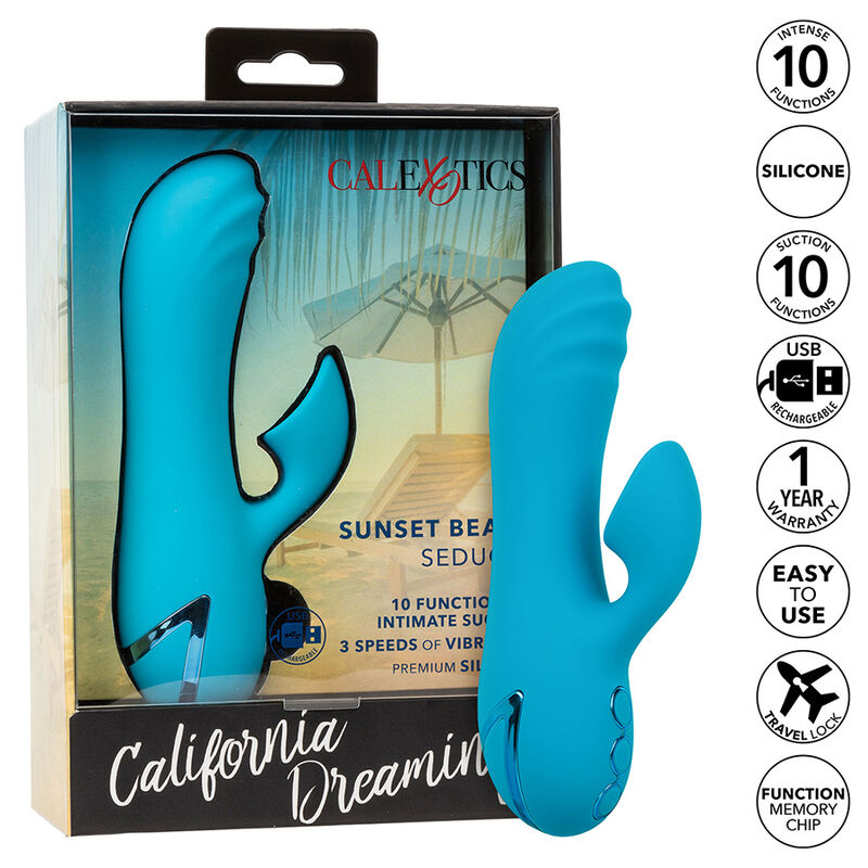 CALEXOTICS - SUNSET BEACH SEDUCER VIBRATEUR & STIMULATEUR 10 FONCTIONS BLEU – Image 10