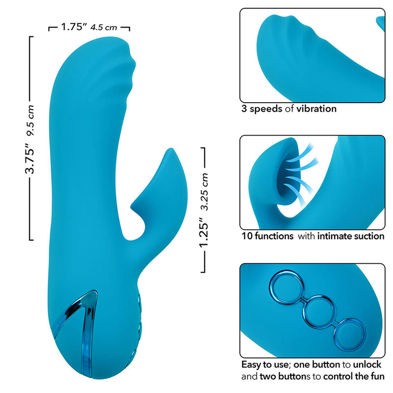 CALEXOTICS - SUNSET BEACH SEDUCER VIBRATEUR & STIMULATEUR 10 FONCTIONS BLEU – Image 3