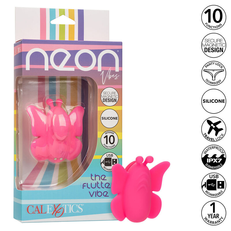 CALEXOTICS - NEON VIBES THE FLUTTER VIBE ESTIMULADOR 10 VIBRACIONES ROSA - Imagen 11