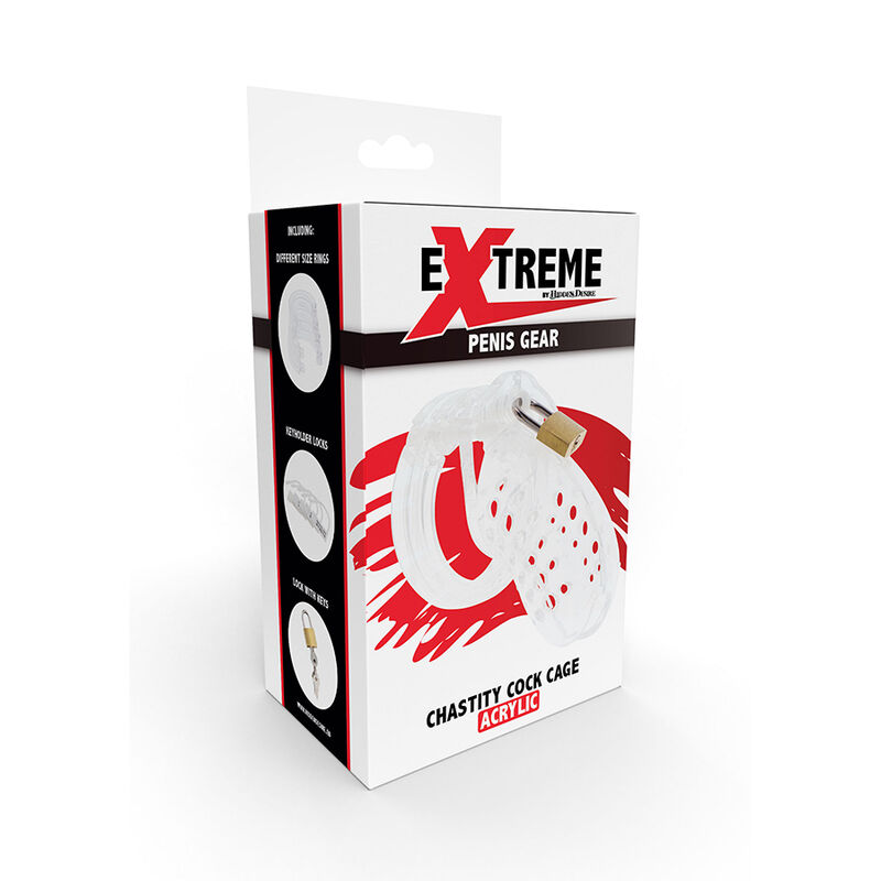 HIDDEN DESIRE - EXTREME GABBIA PER CAZZO CASTITÀ ACRILICO REGOLABILE TRASPARENTE - immagine 4
