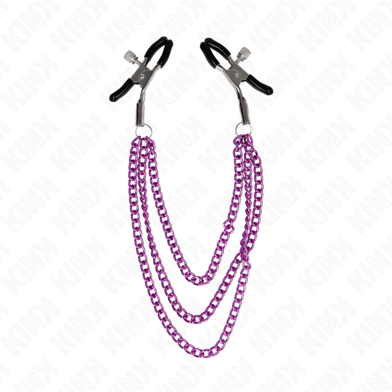 KINK - PINZAS PARA PEZONES CON TRIPLE CADENA VIOLETA 20/23/28 CM - Imagen 5