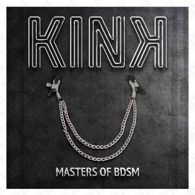 KINK - PINCES À TETEAUX AVEC 2 CHAÎNES ÉPAISSES ARGENT 20/23 CM – Image 2
