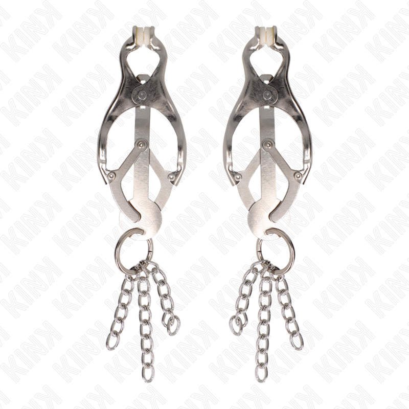 KINK - JAPANISCHE KLEEBLATT-NIPPELKLAMMERN MIT KLEINEN KETTEN SILBER – Bild 5