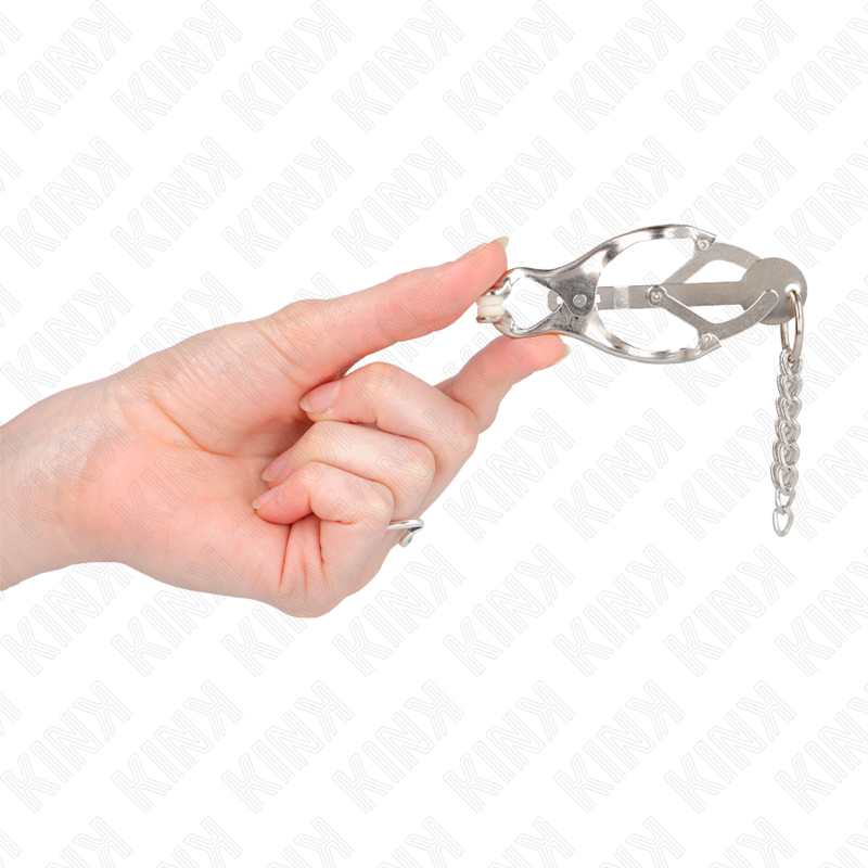KINK - JAPANISCHE KLEEBLATT-NIPPELKLAMMERN MIT KLEINEN KETTEN SILBER – Bild 3