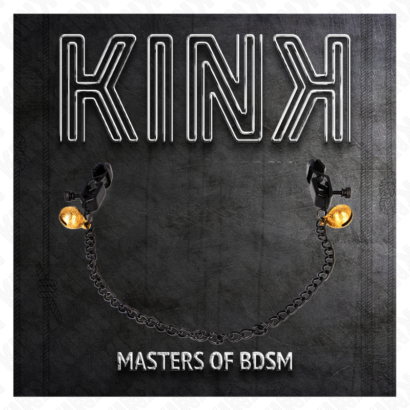 KINK - PINZAS PARA PEZONES PLANAS NEGRO CON CASCABEL Y CADENA PLATEADO 30 CM - Imagen 3