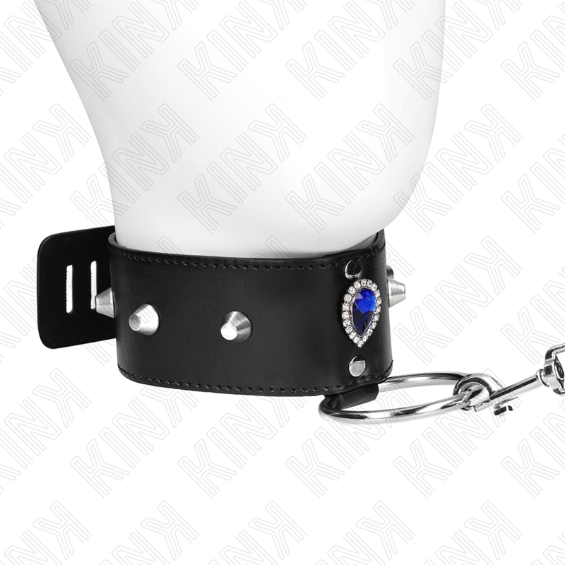 KINK - HALSKETTE 65 CM MIT BAND MIT BLAUEN DIAMANTEN VERSTELLBAR 36-43 CM X 5 CM – Bild 3