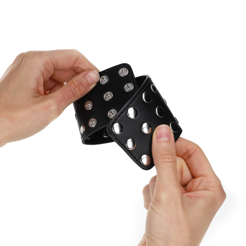 KINK - RESISTENZA DA POLSO CON CHIUSURA A SCATTO COMPLETA DI RIVETTI NERA REGOLABILE 19-24 CM X 5,5 CM - immagine 4