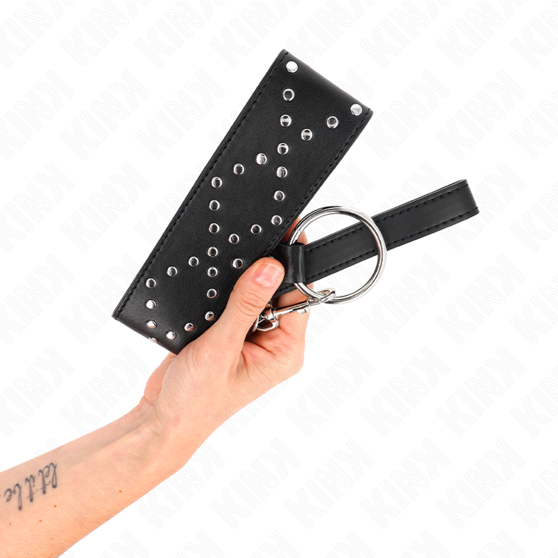KINK - COLLIER 65 CM AVEC LAISSE AVEC CLOUS ARGENTÉS MODÈLE 3 RÉGLABLE 36-43 CM X 5 CM – Image 3