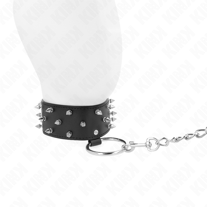 KINK - COLLANA CON GUINZAGLIO 65 CM CON BORCHIE IN ARGENTO MODELLO 5 REGOLABILE 36-43 CM X 5 CM - immagine 4