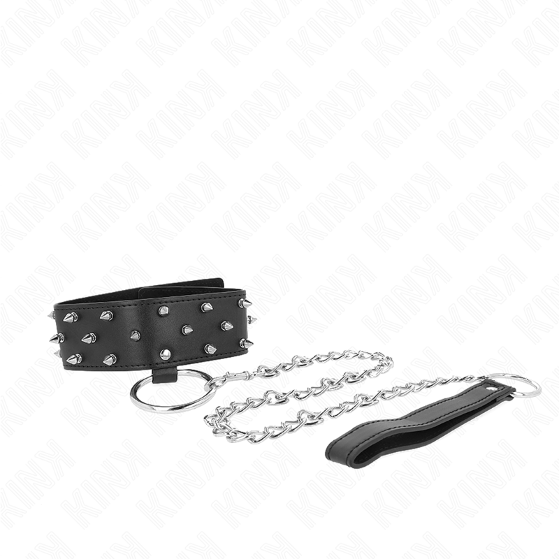 KINK - COLLANA CON GUINZAGLIO 65 CM CON BORCHIE IN ARGENTO MODELLO 5 REGOLABILE 36-43 CM X 5 CM - immagine 2