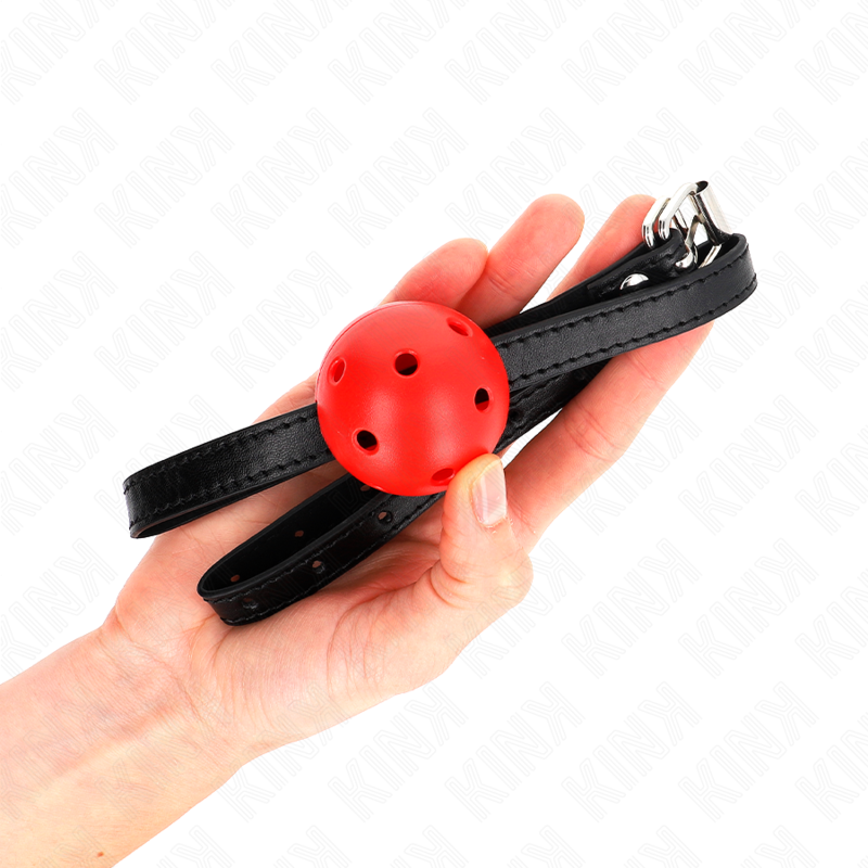 KINK - BÂILLON À BOULE SIMPLICITÉ ROUGE RESPIRANT 4,5 CM 62 x 1,5 CM – Image 4
