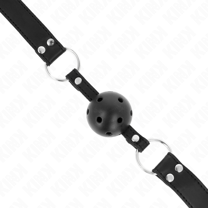 KINK - ATMUNGSAKTIVER BALL 4 CM KNEBEL MIT DOPPELNIET MODELL 1 SCHWARZ 62,5 x 2,5 CM VERSTELLBAR 42-58 CM – Bild 2