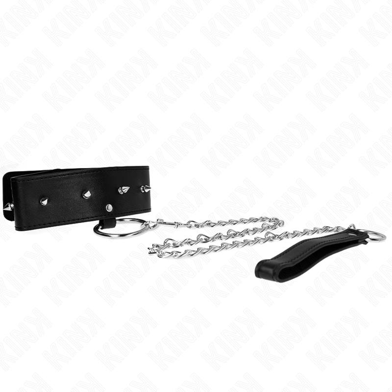 KINK - HALSKETTE 65 CM MIT LEINE MIT SILBERNEN NIETEN MODELL 2 VERSTELLBAR 36-43 CM X 5 CM – Bild 7