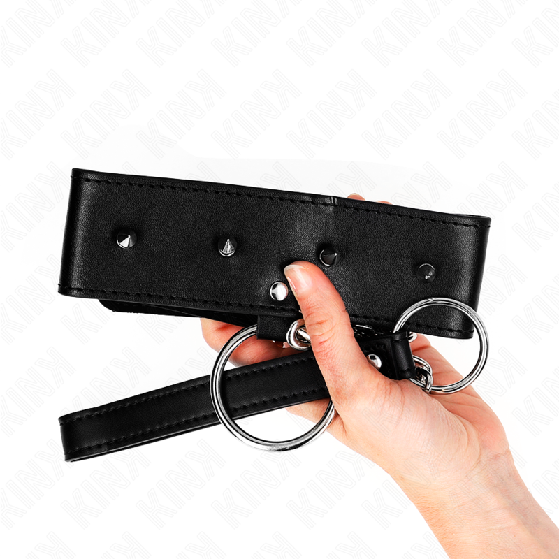 KINK - HALSKETTE 65 CM MIT LEINE MIT SILBERNEN NIETEN MODELL 2 VERSTELLBAR 36-43 CM X 5 CM – Bild 6