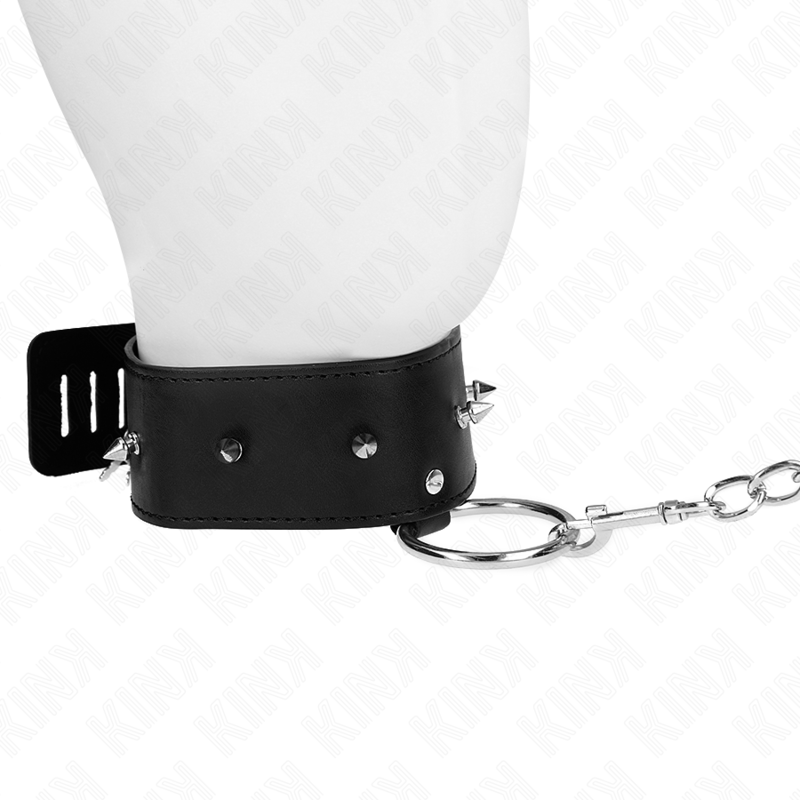 KINK - HALSKETTE 65 CM MIT LEINE MIT SILBERNEN NIETEN MODELL 2 VERSTELLBAR 36-43 CM X 5 CM – Bild 3
