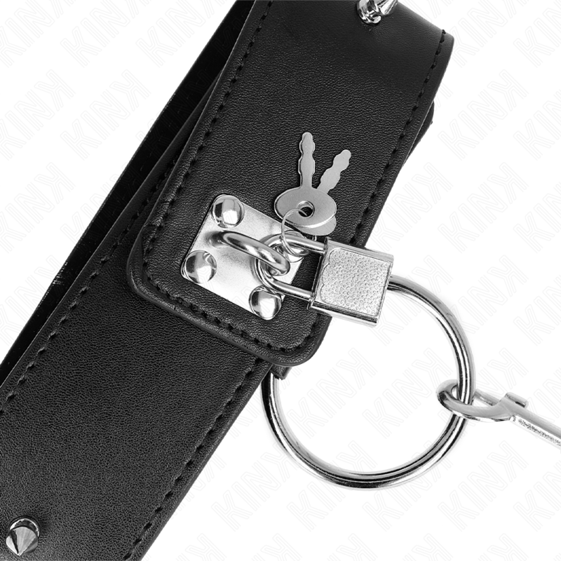 KINK - HALSKETTE 65 CM MIT LEINE MIT SILBERNEN NIETEN MODELL 2 VERSTELLBAR 36-43 CM X 5 CM – Bild 4