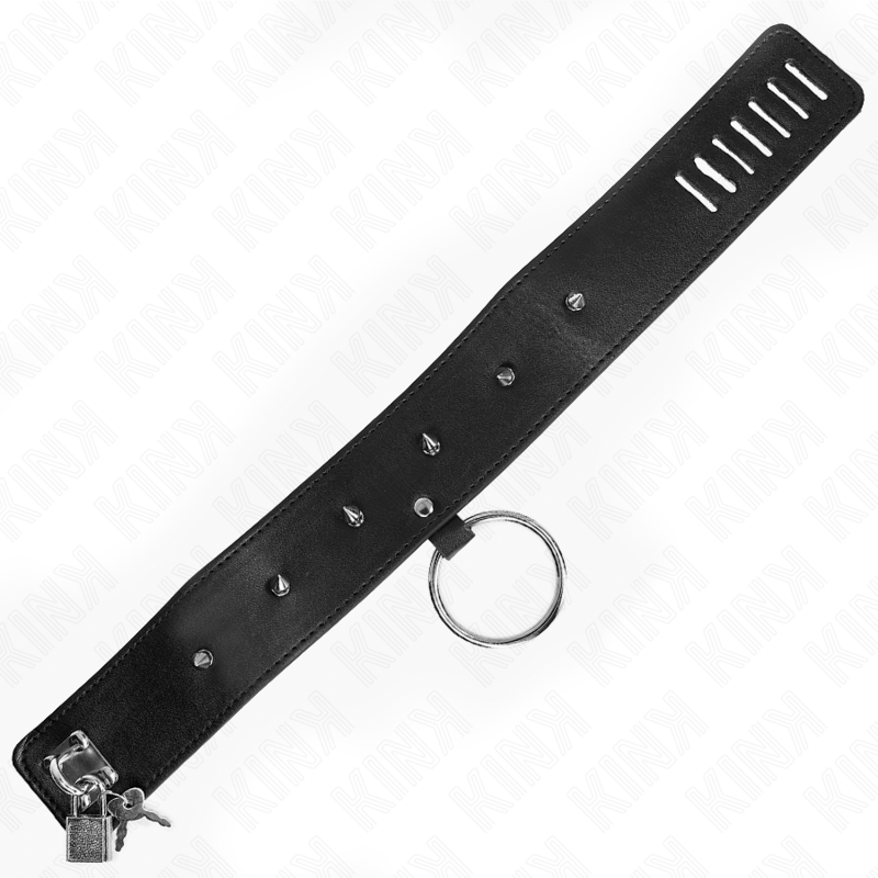 KINK - HALSKETTE 65 CM MIT LEINE MIT SILBERNEN NIETEN MODELL 2 VERSTELLBAR 36-43 CM X 5 CM – Bild 5