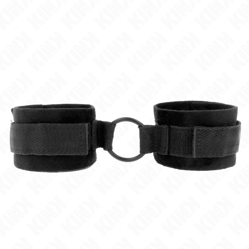 KINK - MANCHETTES DÉBUTANT FOURRURE 25 CM AVEC O-RING 4 CM NOIR AJUSTABLE 15-25 CM – Image 2