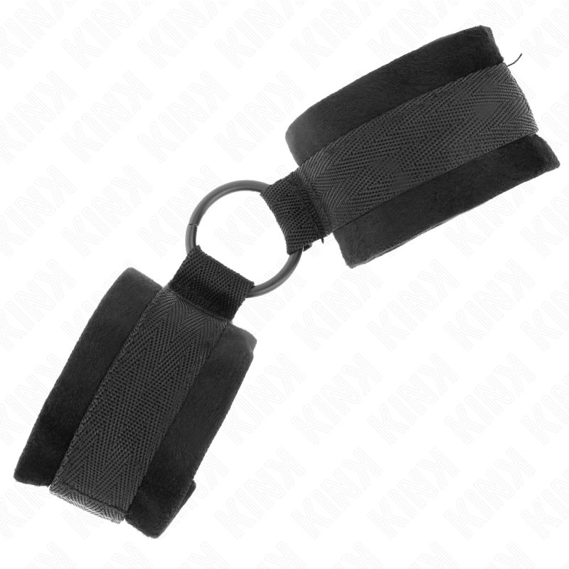 KINK - MANCHETTES DÉBUTANT FOURRURE 25 CM AVEC O-RING 4 CM NOIR AJUSTABLE 15-25 CM – Image 3