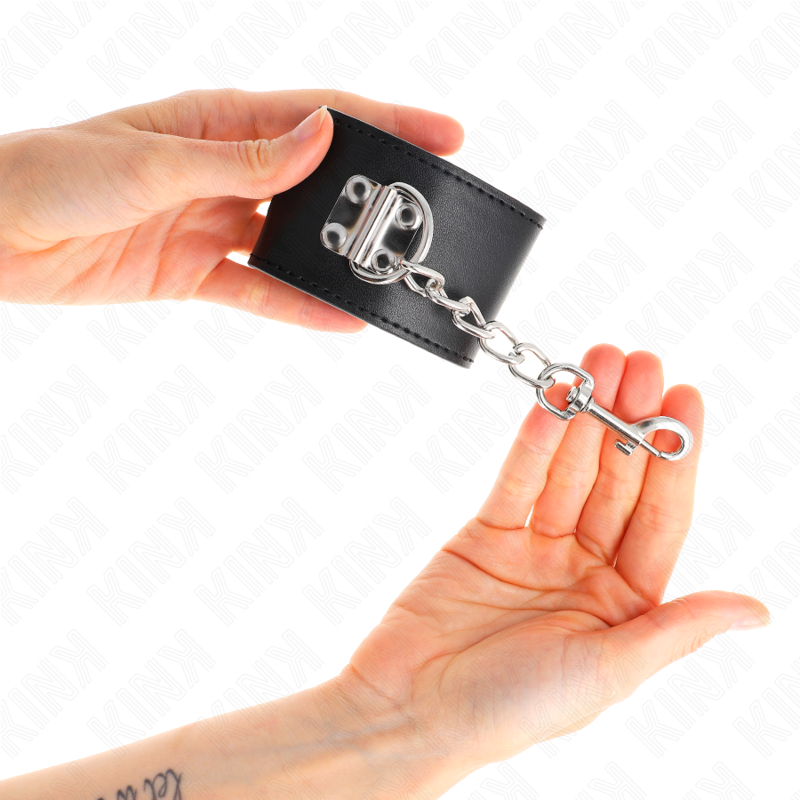 KINK - HANDGELENKFESSELN MIT VORHÄNGESCHLOSS VERSCHLUSS SCHWARZ VERSTELLBAR 16-23 CM X 5,5 CM – Bild 4