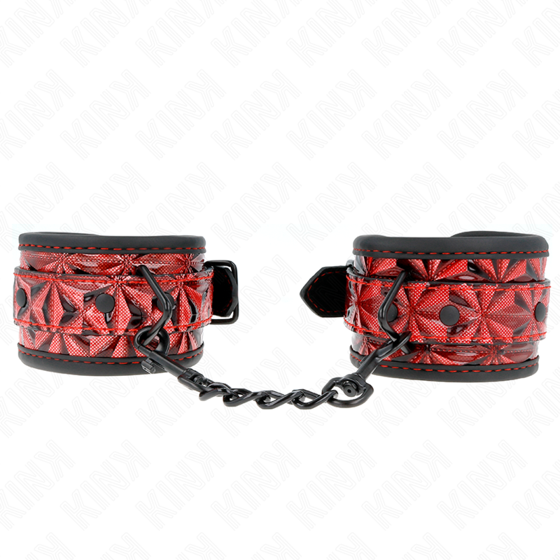 KINK - MUÑEQUERAS CON PATRÓN DE DIAMANTES ROJO OSCURO AJUSTABLE 17-26 CM X 5.5 CM - Imagen 2
