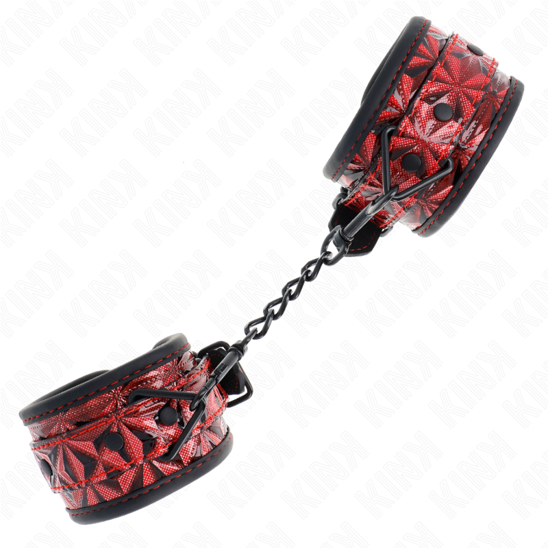 KINK - MUÑEQUERAS CON PATRÓN DE DIAMANTES ROJO OSCURO AJUSTABLE 17-26 CM X 5.5 CM - Imagen 3