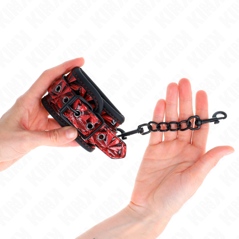 KINK - MUÑEQUERAS CON PATRÓN DE DIAMANTES ROJO OSCURO AJUSTABLE 17-26 CM X 5.5 CM - Imagen 4