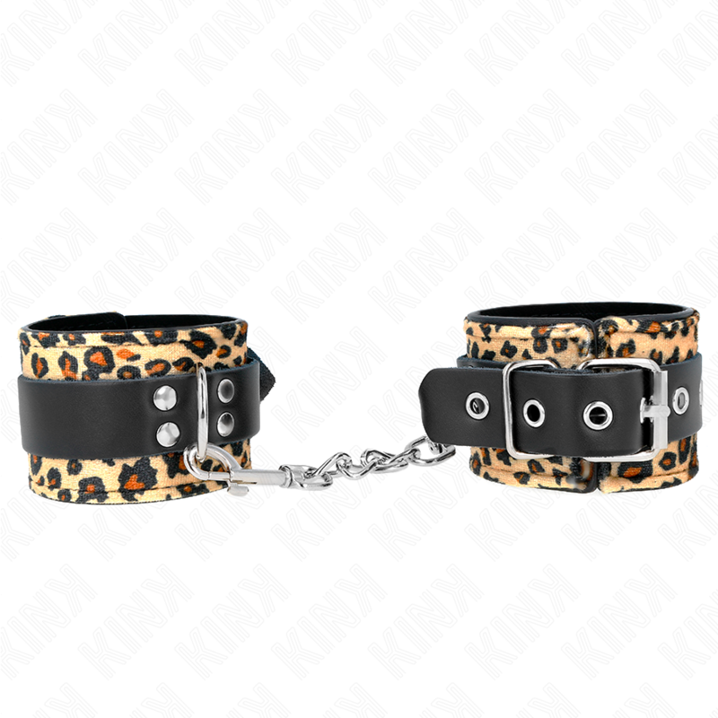 KINK - MUÑEQUERAS DE CUERO ESTILO LEOPARDO AJUSTABLE 18-29 CM X 5.5 CM - Imagen 2