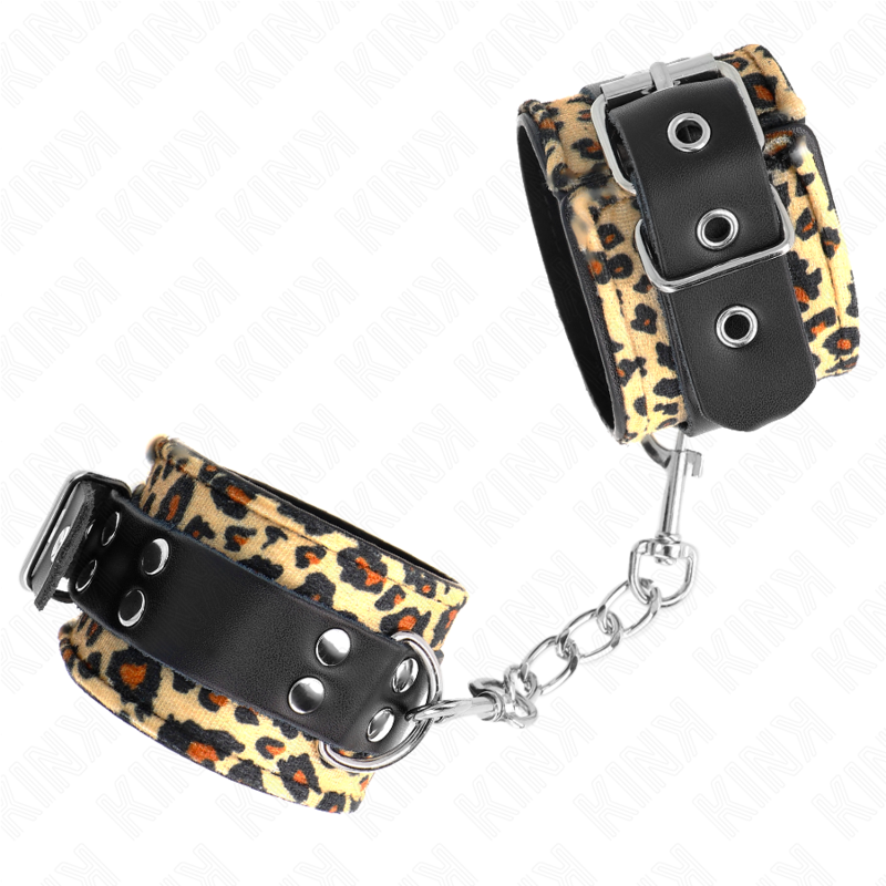 KINK - MUÑEQUERAS DE CUERO ESTILO LEOPARDO AJUSTABLE 18-29 CM X 5.5 CM - Imagen 3