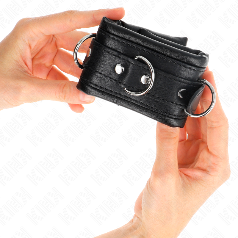 KINK - MUÑEQUERAS ESTILO HEAVY FORRO NEGRO AJUSTABLE 20-30 CM X 6 CM - Imagen 4