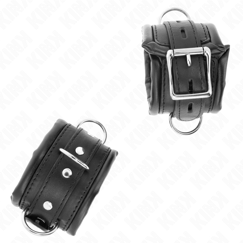 KINK - MUÑEQUERAS ESTILO HEAVY FORRO NEGRO AJUSTABLE 20-30 CM X 6 CM - Imagen 3