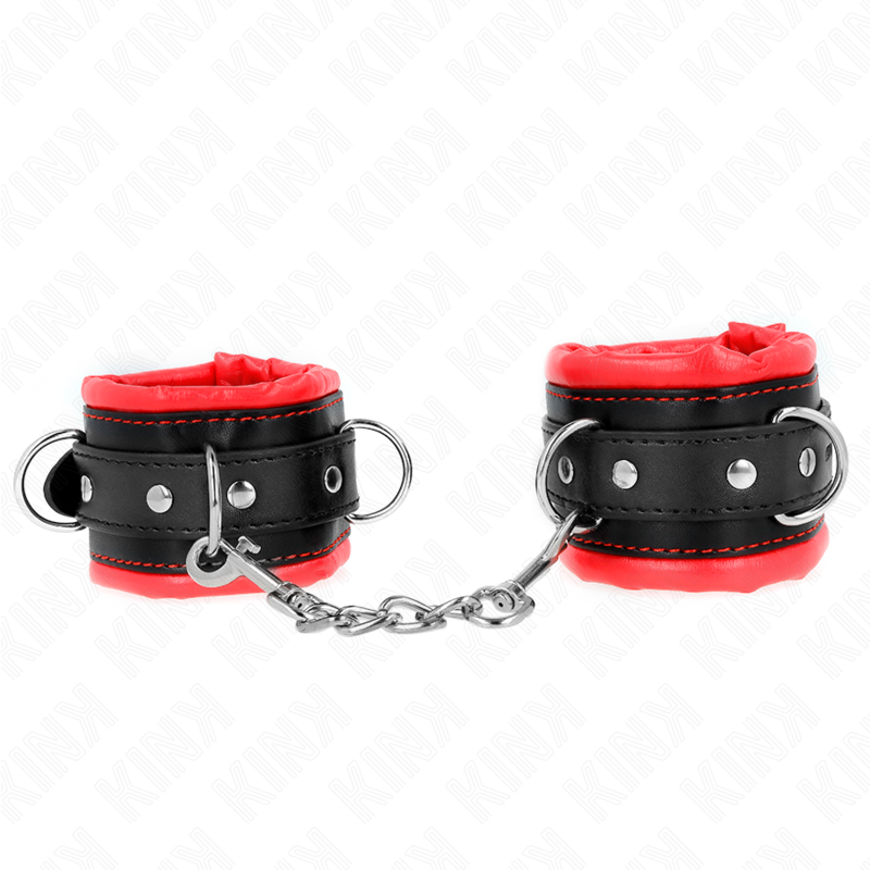 KINK - APPUI-POIGNETS LOURDS DOUBLÉS DE FOURRURE ROUGE AJUSTABLES 20-30 CM X 6 CM – Image 2