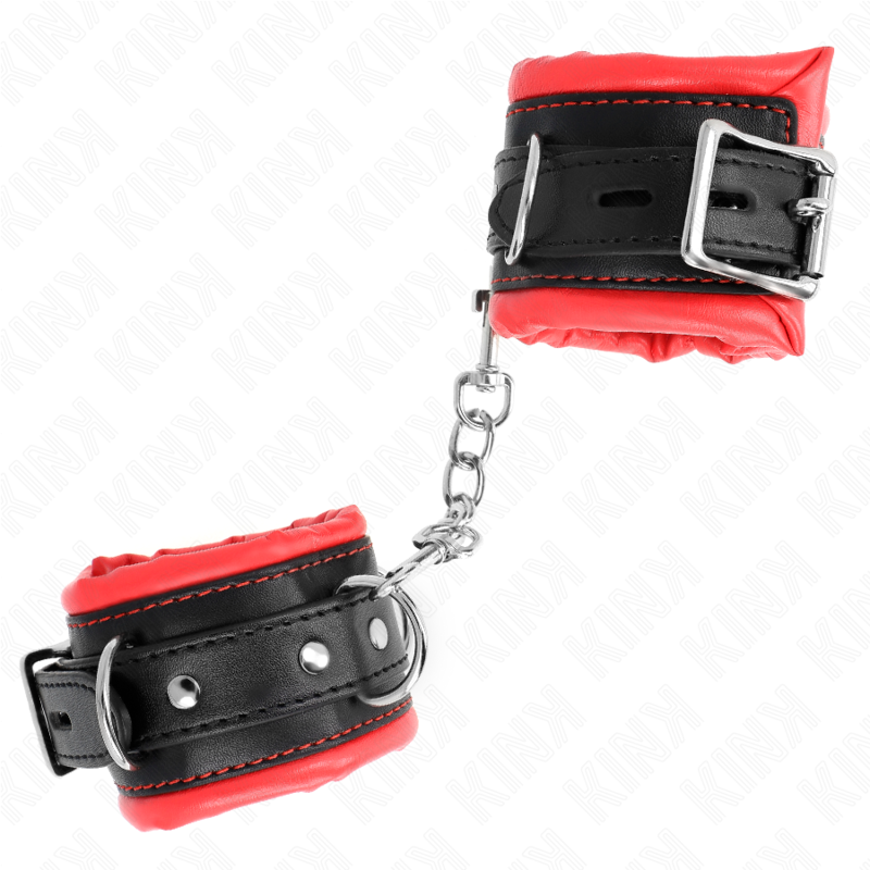 KINK - APPUI-POIGNETS LOURDS DOUBLÉS DE FOURRURE ROUGE AJUSTABLES 20-30 CM X 6 CM – Image 3
