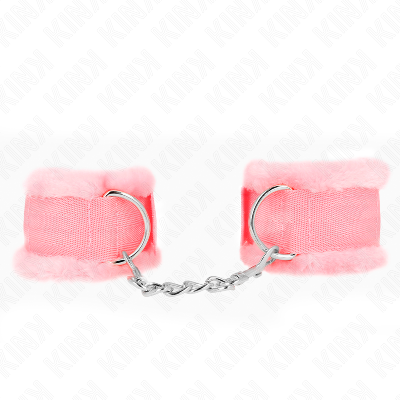 KINK - APPUI-POIGNETS DOUBLÉS DE FOURRURE ROSE RÉGLABLE 17-31 CM X 7 CM – Image 2