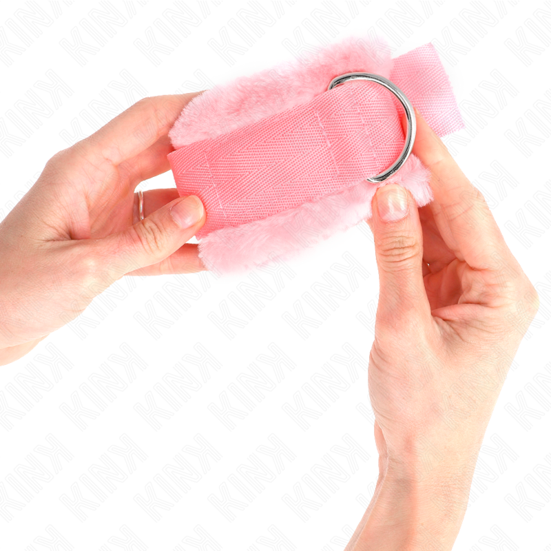 KINK - APPUI-POIGNETS DOUBLÉS DE FOURRURE ROSE RÉGLABLE 17-31 CM X 7 CM – Image 4