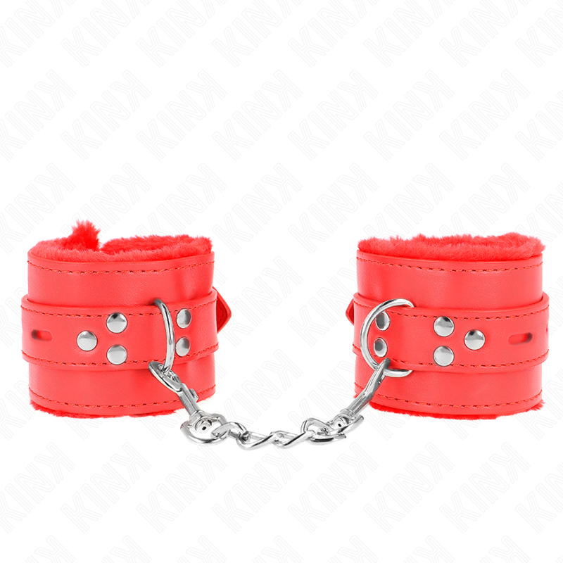 KINK - MUÑEQUERAS FORRADAS CON AGUJEROS CUADRADOS ROJO Y CORREA ROJO AJUSTABLE 17-29 CM X 6 CM - Imagen 2