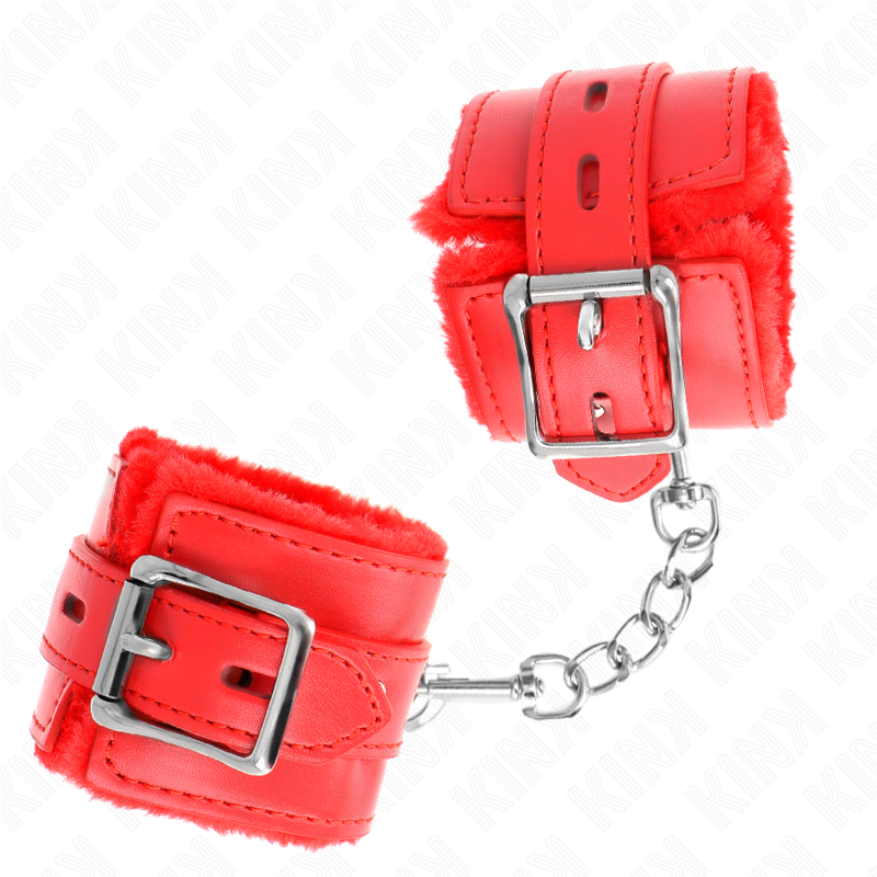 KINK - MUÑEQUERAS FORRADAS CON AGUJEROS CUADRADOS ROJO Y CORREA ROJO AJUSTABLE 17-29 CM X 6 CM - Imagen 3