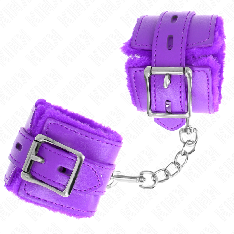 KINK - MUÑEQUERAS FORRADAS CON AGUJEROS CUADRADOS VIOLETA Y CORREA VIOLETA AJUSTABLE 17-29 CM X 6 CM - Imagen 3