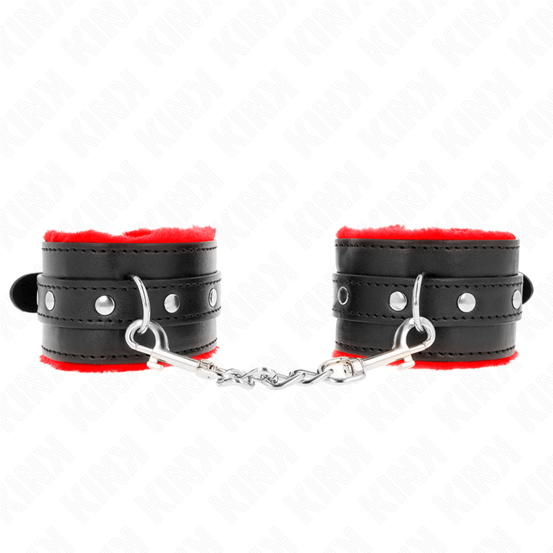 KINK - MUÑEQUERAS FORRADAS PREMIUM ROJO CON CORREA NEGRO AJUSTABLE 17-29 CM X 6 CM - Imagen 2