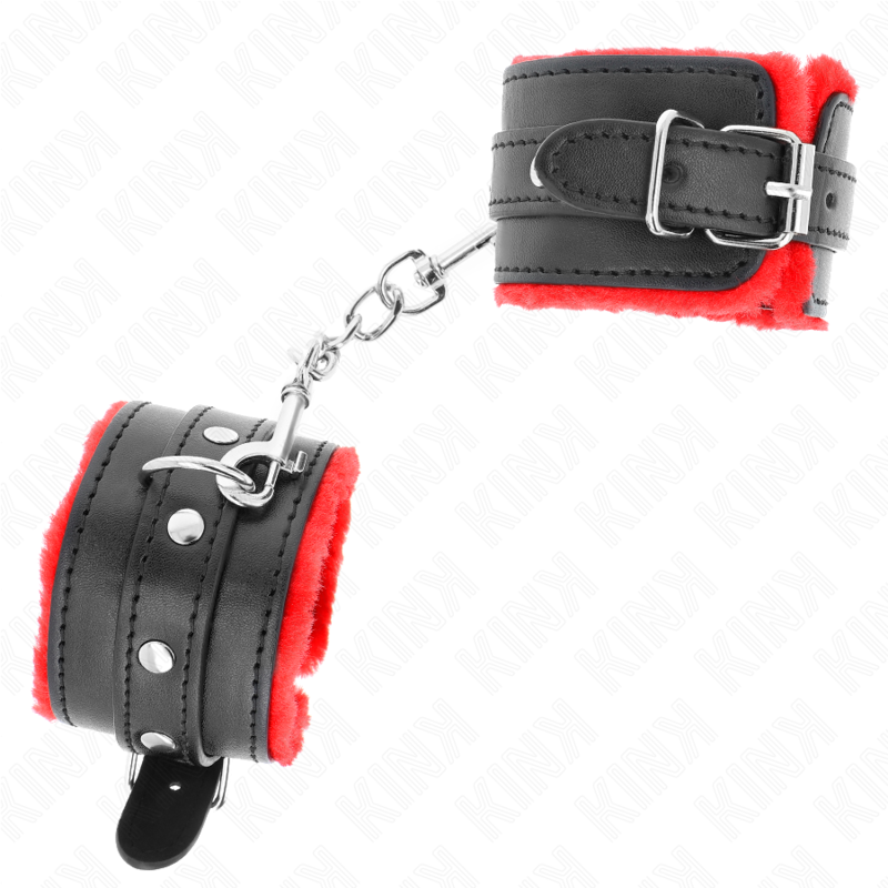 KINK - MUÑEQUERAS FORRADAS PREMIUM ROJO CON CORREA NEGRO AJUSTABLE 17-29 CM X 6 CM - Imagen 3