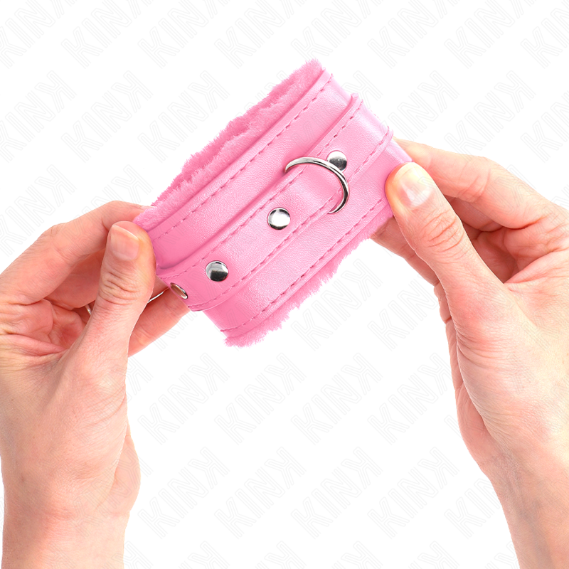 KINK - MUÑEQUERAS FORRADAS PREMIUM ROSA CON CORREA ROSA AJUSTABLE 17-29 CM X 6 CM - Imagen 4